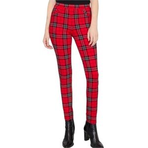 ANTHROPOLOGIE SANCTUARY Tartan Red Plaid Skinny Pants in Size Medium — Perfect!
